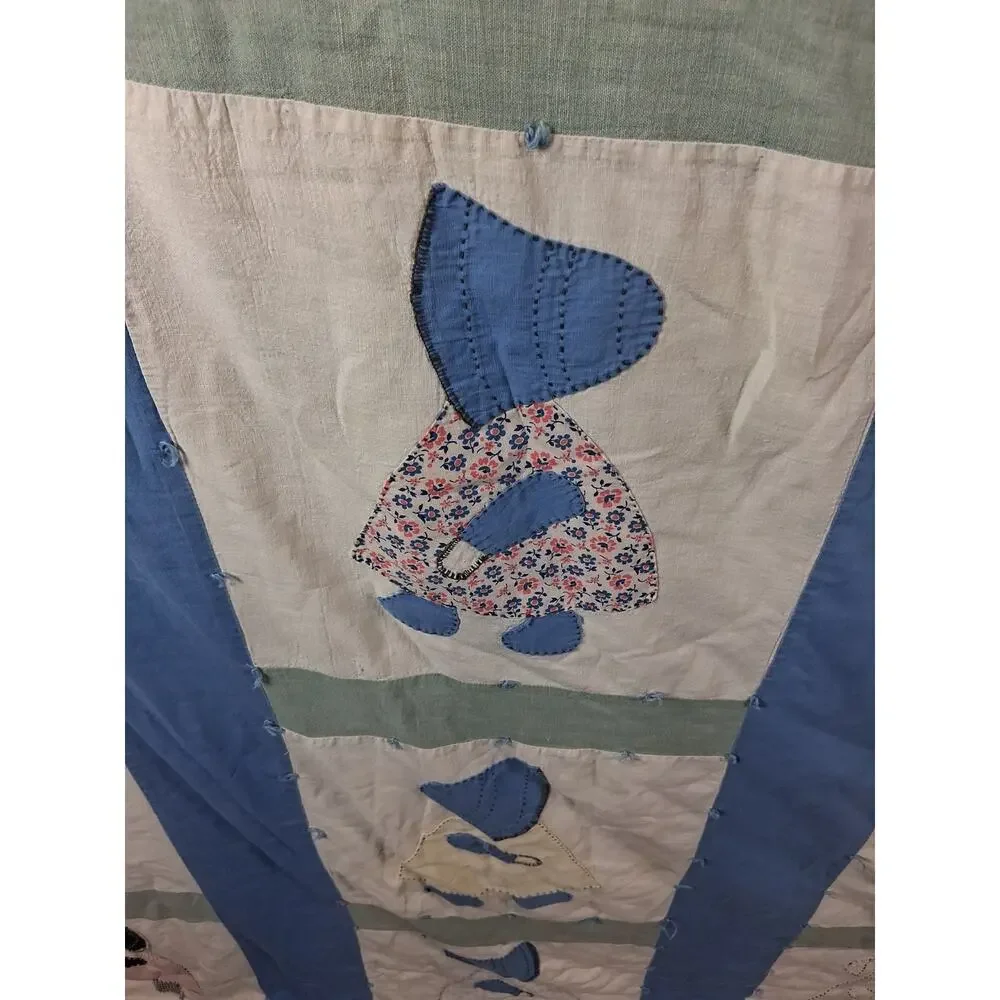 Sunbonnet Sue Handmade Vintage Quilt Colorful 68 × 78 Farmhouse Cottagecore